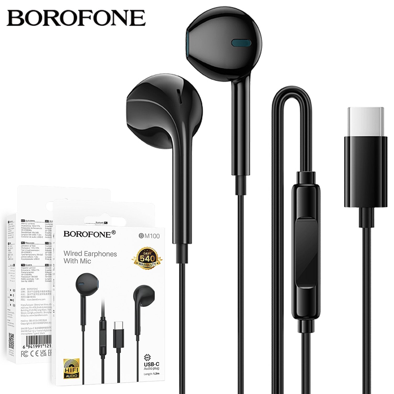 BOROFONE BM100 USB Type C Wire Controlled Digital Earphones Headphone With Microphone Supports Calls Audio Plug Wired Headset (Black) BOROFONE BM100 USB Type C Wire Controlled Digital Earphones Headphone With Microphone Supports Calls Audio Plug Wired Headset (Black)